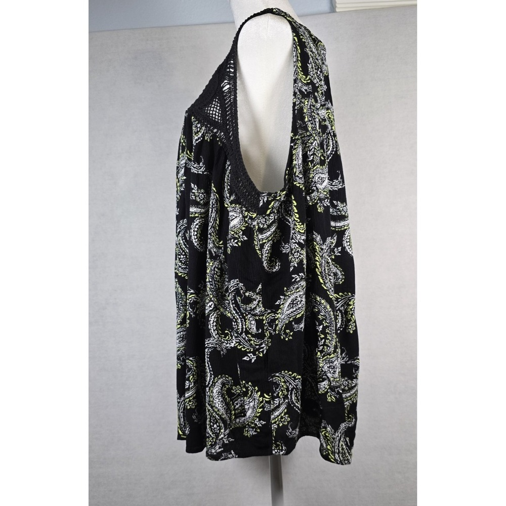 Cato Womens Tank Top Size 22/24W Crocheted Yoke Sleeveless Paisley Peasant Boho - Picture 4 of 15